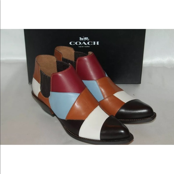 New! In box! Coach bandit patchwork leather boots - Picture 1 of 8